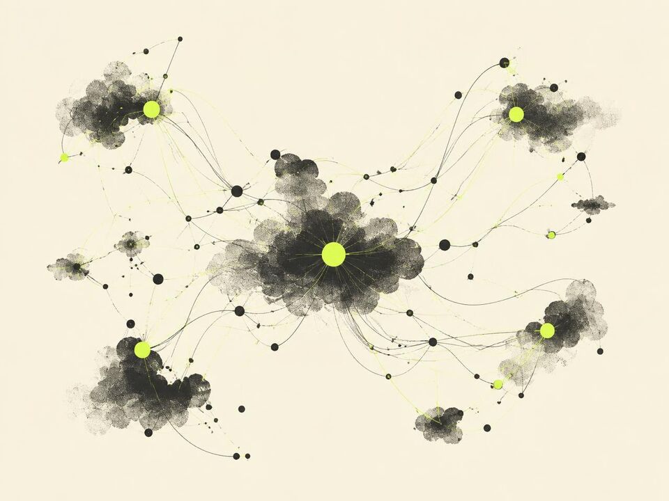 Illustrated network of connected nodes